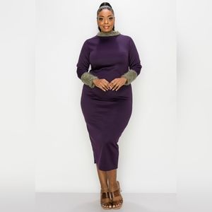 NEW NWOT LIVD Plus Size Plum/Olive Feather Dress Kaia Sz 3XL